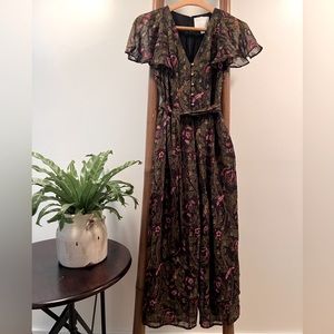 Anthropologie jumpsuit with gold detail